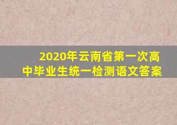 2020年云南省第一次高中毕业生统一检测语文答案