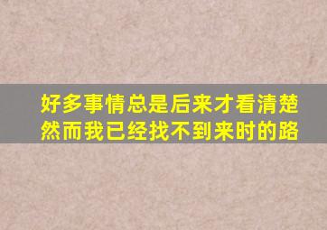 好多事情总是后来才看清楚然而我已经找不到来时的路