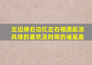 左边绿右边红左右相遇起凉风绿的喜欢及时雨的谜底是
