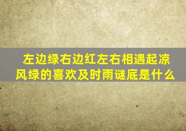 左边绿右边红左右相遇起凉风绿的喜欢及时雨谜底是什么