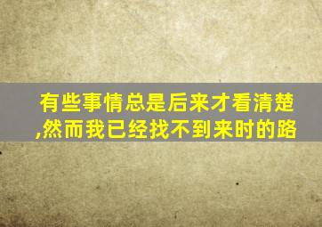 有些事情总是后来才看清楚,然而我已经找不到来时的路