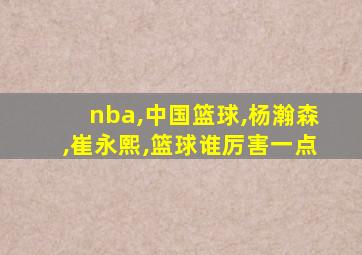 nba,中国篮球,杨瀚森,崔永熙,篮球谁厉害一点