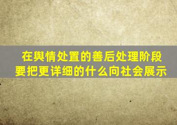在舆情处置的善后处理阶段要把更详细的什么向社会展示