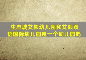 生态城艾毅幼儿园和艾毅双语国际幼儿园是一个幼儿园吗