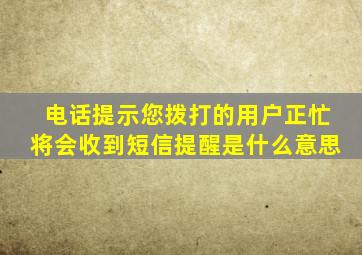电话提示您拨打的用户正忙将会收到短信提醒是什么意思