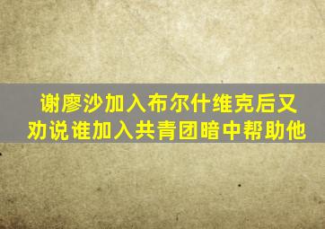 谢廖沙加入布尔什维克后又劝说谁加入共青团暗中帮助他