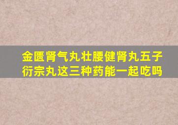 金匮肾气丸壮腰健肾丸五子衍宗丸这三种药能一起吃吗