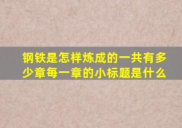 钢铁是怎样炼成的一共有多少章每一章的小标题是什么
