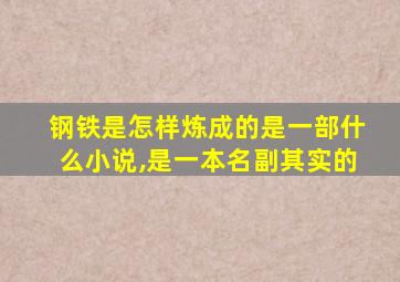 钢铁是怎样炼成的是一部什么小说,是一本名副其实的