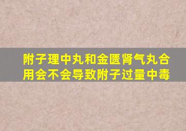 附子理中丸和金匮肾气丸合用会不会导致附子过量中毒